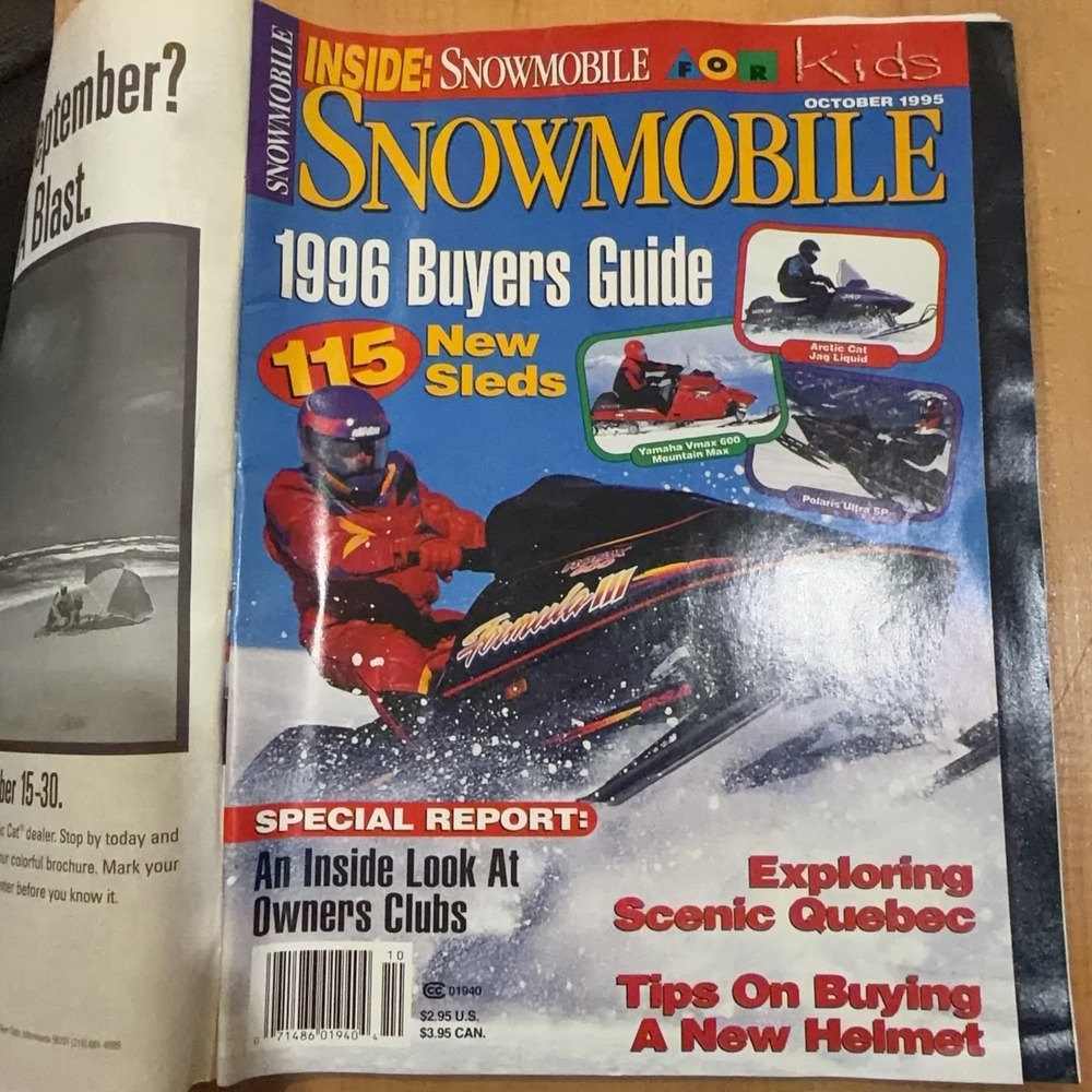 Vintage Snowmobile Magazine Oct 1995 1996 Buyers Guide 115 New Sleds Arctic Cat